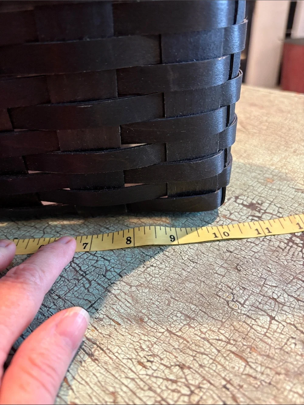 Longaberger Black Medium Wall Pocket Basket w Leather Strap & Original Protector
